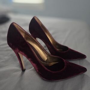 Sergio Rossi Deep Red Velvet Heels